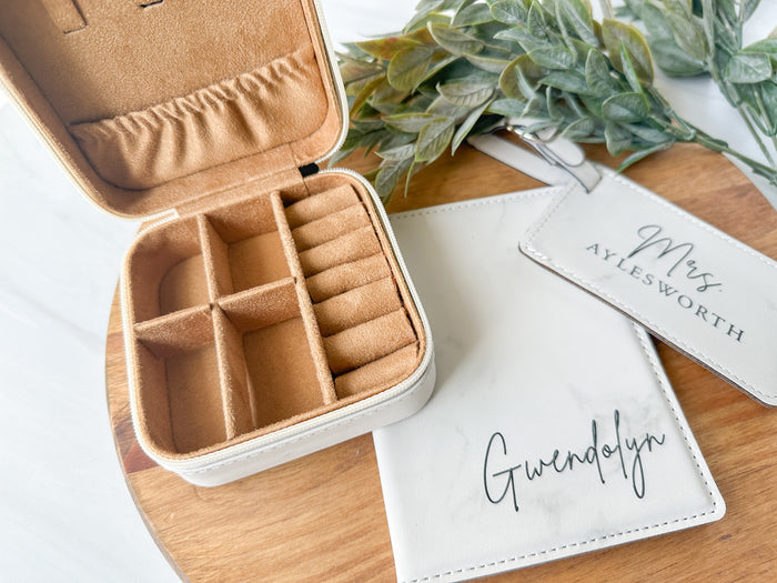 Personalized Travel Jewelry Case, Passport Holder & Luggage Tags