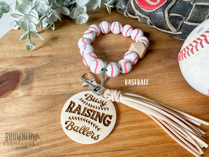 Custom Engraved Baseball/Softball Wristlet Keychain