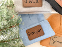 YOUTH Boys Personalized Engraved Leather Patch Beanie