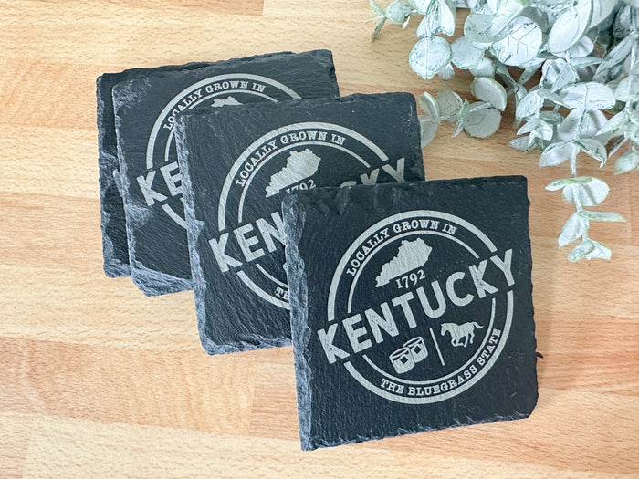 Custom Engraved Kentucky State Slate Coasters