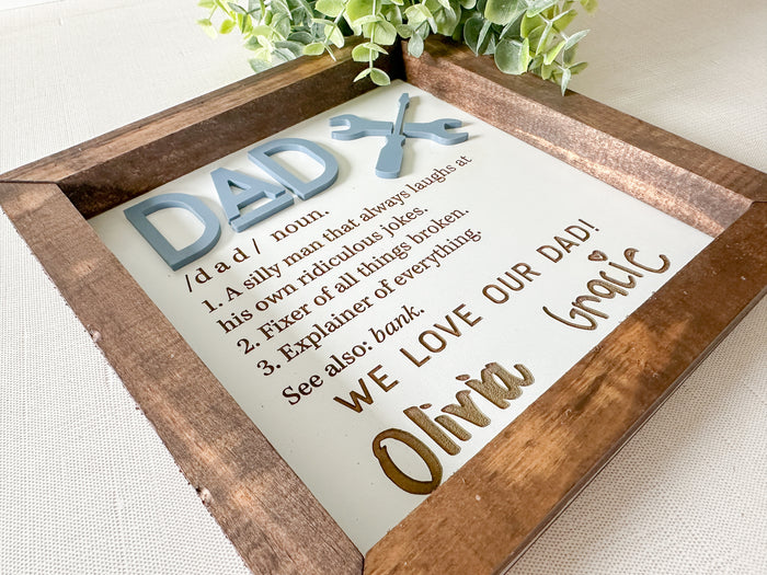 Framed Hand-Written Father’s Day Dad Definition Sign