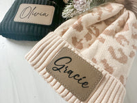 Personalized Women's Leopard Print Beanie, Winter Hat