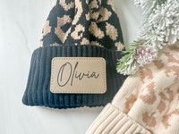 Personalized Women's Leopard Print Beanie, Winter Hat