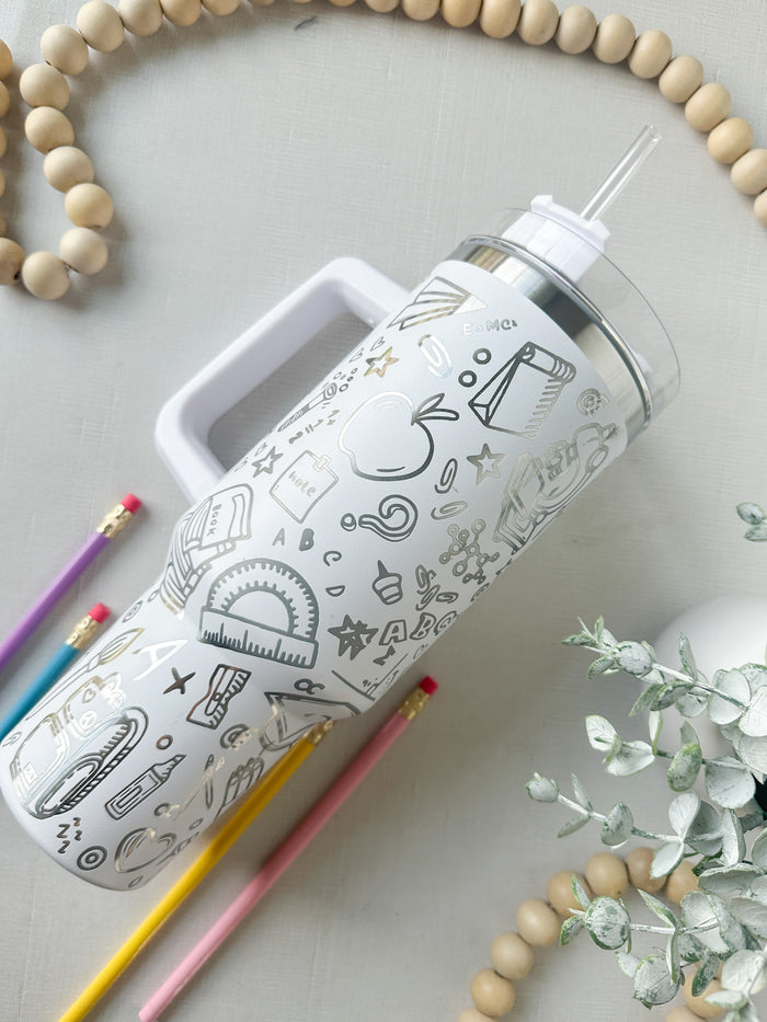 Engraved Teacher Themed 40oz. Tumbler