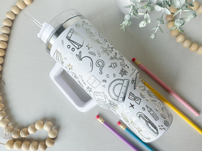 Engraved Teacher Themed 40oz. Tumbler
