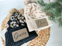 Personalized Women's Leopard Print Beanie, Winter Hat