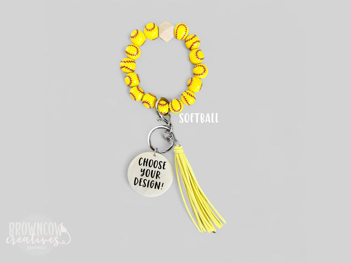 Custom Engraved Baseball/Softball Wristlet Keychain