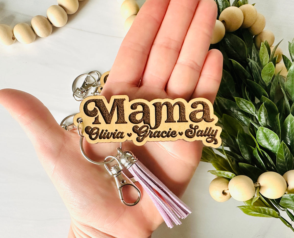 Mama Keychain, Mom Keychain, Personalized Mom Keychain, Engraved Keychain, Kids Names Keychain, Mother's Day Gifts, Gifts for Mom