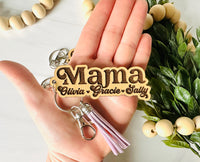 Mama Keychain, Mom Keychain, Personalized Mom Keychain, Engraved Keychain, Kids Names Keychain, Mother's Day Gifts, Gifts for Mom