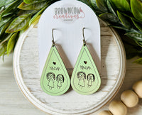 Unique Mother's Day Gift, Engraved Kids Drawing Earrings, Mothers Day Gift, Engraved Earrings, Wood Earrings, Dangle Earrings, Gifts for Her