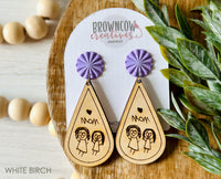 Mother's Day Gift, Mother's Day Earrings, Kids Drawing Earrings, Custom Engraved Kids Drawing, Engraved Earrings, Custom Kids Drawing Gift