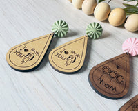 Mother's Day Gift, Mother's Day Earrings, Kids Drawing Earrings, Custom Engraved Kids Drawing, Engraved Earrings, Custom Kids Drawing Gift