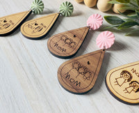 Mother's Day Gift, Mother's Day Earrings, Kids Drawing Earrings, Custom Engraved Kids Drawing, Engraved Earrings, Custom Kids Drawing Gift
