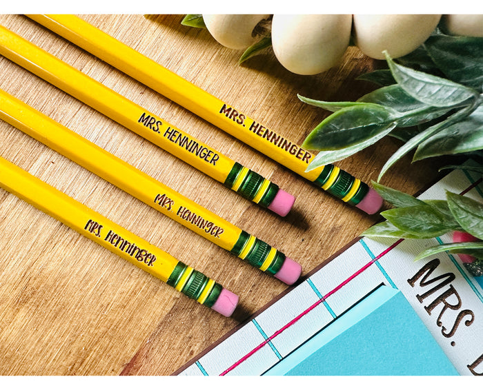 Custom Engraved Pencils, Personalized Pencils, Teacher Appreciation Gift, Teacher Pencils, Student Pencils, Back to School Gift