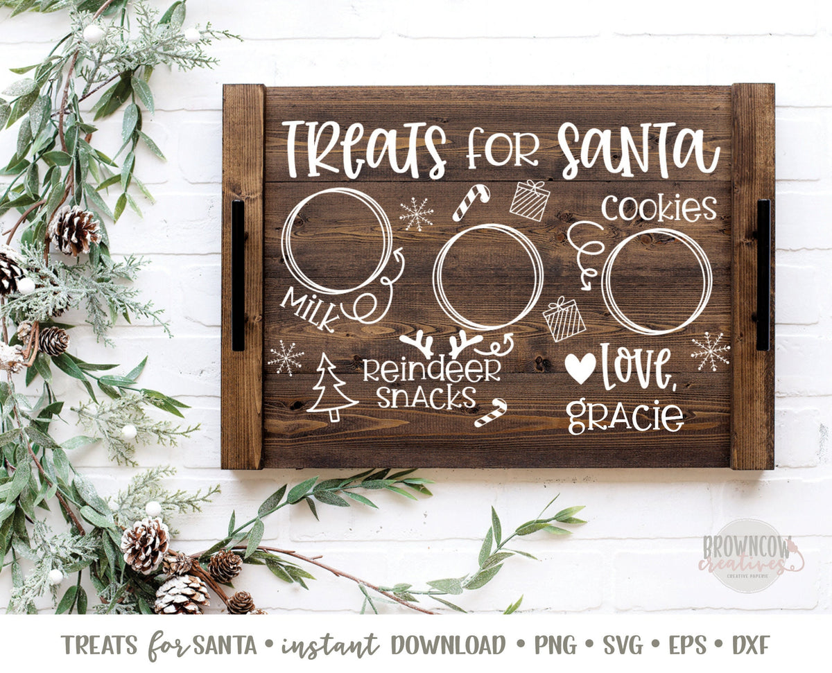 Cookies for Santa Tray SVG, Cookies for Santa Plate SVG, Dear Santa Tray SVG, Treats for Santa