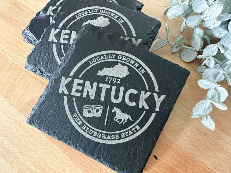 Custom Engraved Kentucky State Slate Coasters