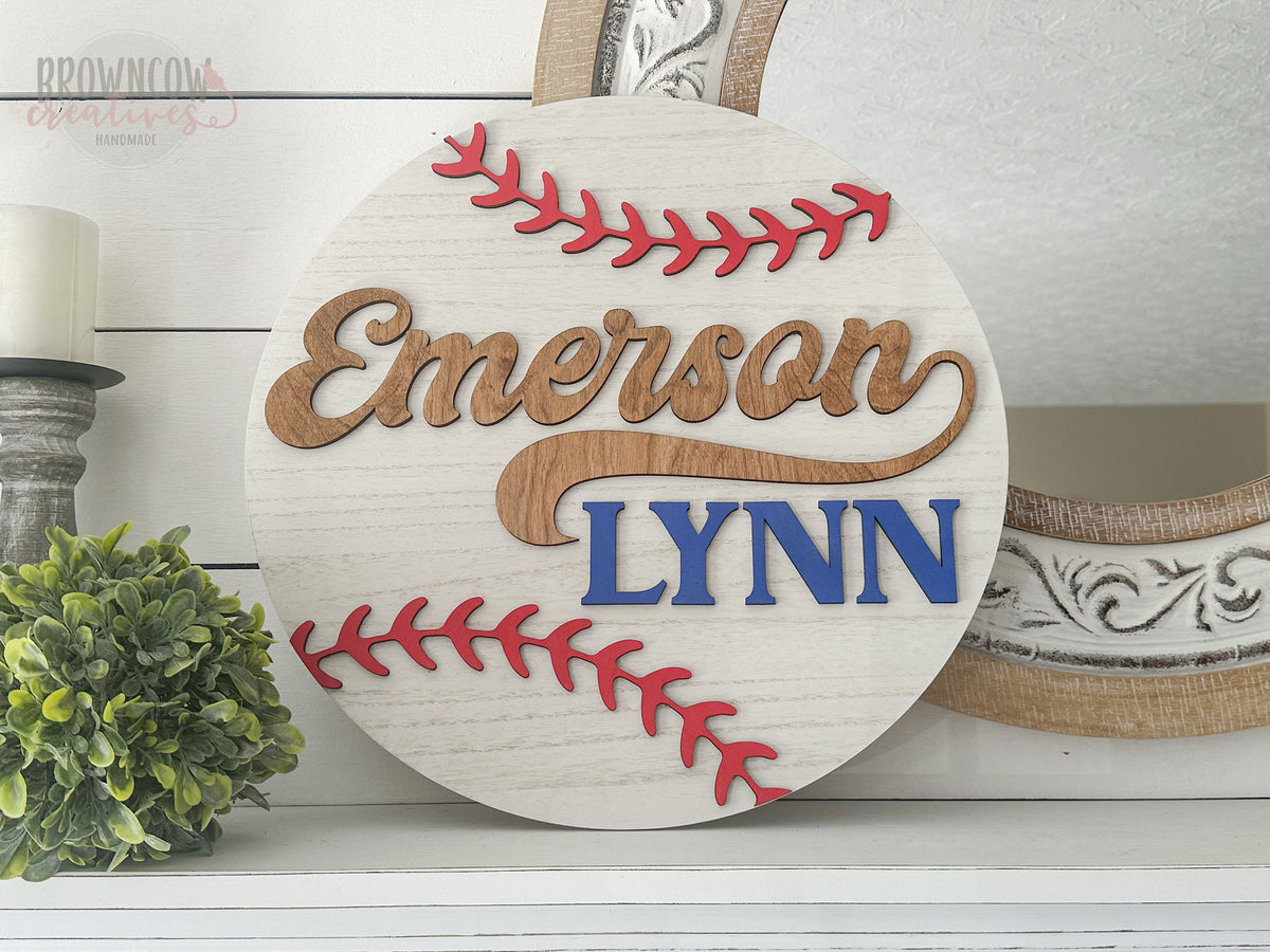 Custom Baseball Name 18" Wood Sign