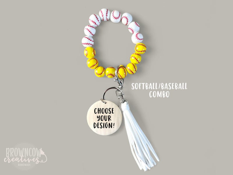 Custom Engraved Baseball/Softball Wristlet Keychain