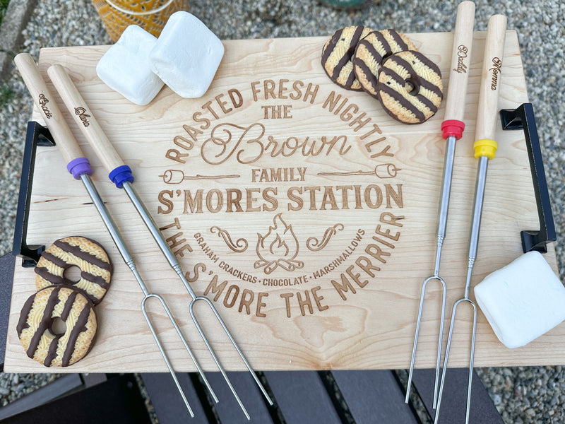 Personalized S'mores Board and Sticks, S'mores Charcuterie Board
