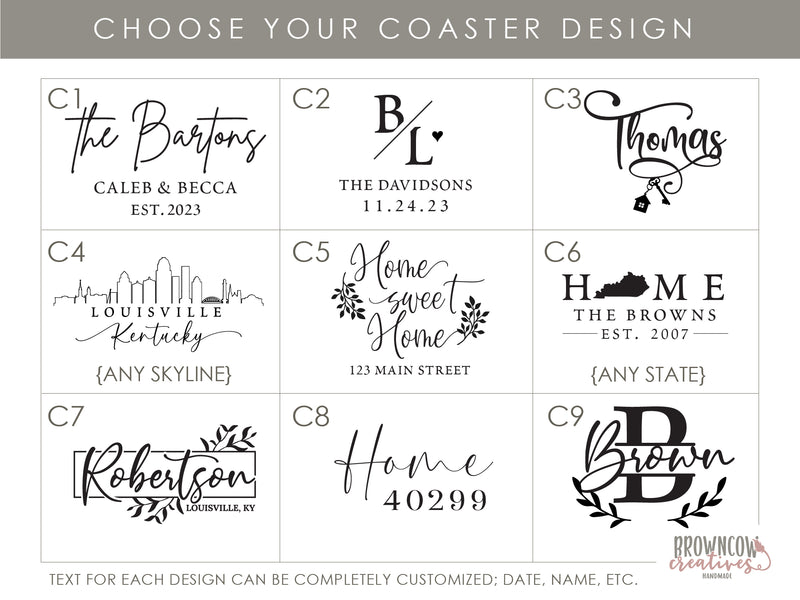 Slate + Acacia Personalized Coasters