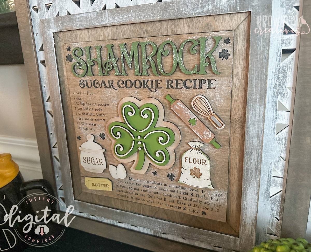 St. Patrick's Day Sugar Cookie Recipe Farmhouse Interchangeable Insert Laser File