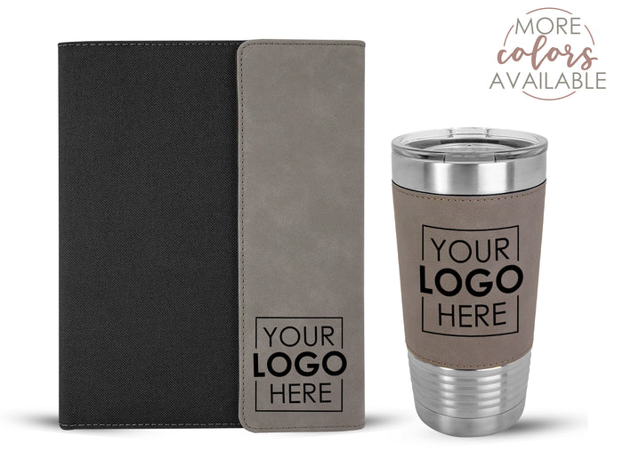 Branded Engraved Leatherette Portfolio + Leatherette Tumbler