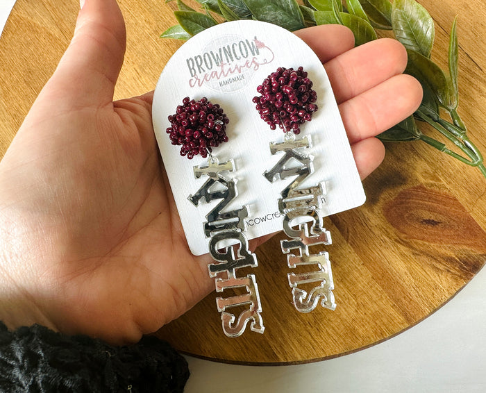 Knights Drop Earrings, Team Spirit Earrings