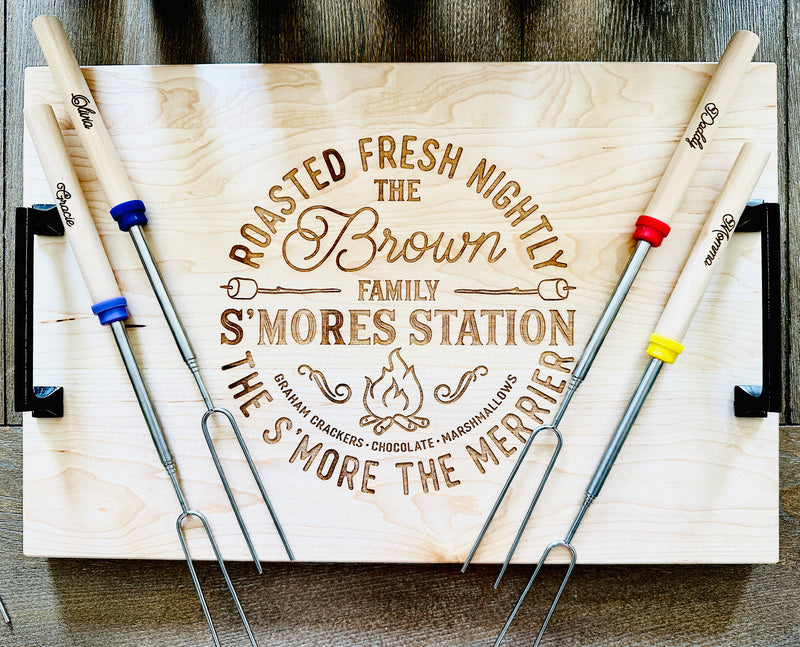 Personalized S'mores Board and Sticks, S'mores Charcuterie Board