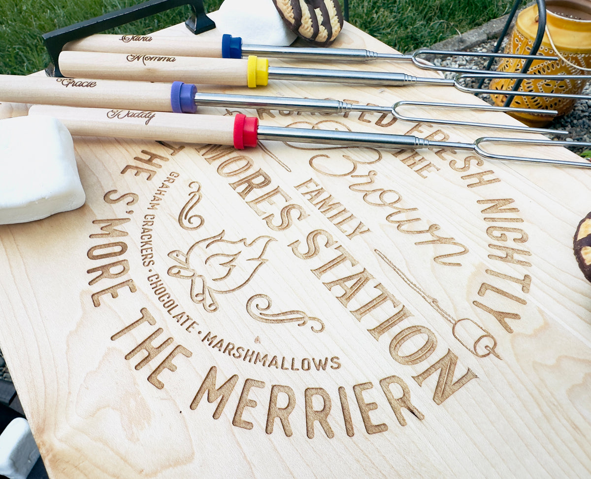 Personalized S'mores Board and Sticks, S'mores Charcuterie Board