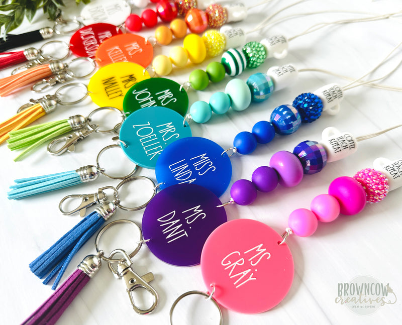 Teacher Lanyard, Custom Teacher Lanyard, Coffee Teacher Lanyard, Beaded Lanyard