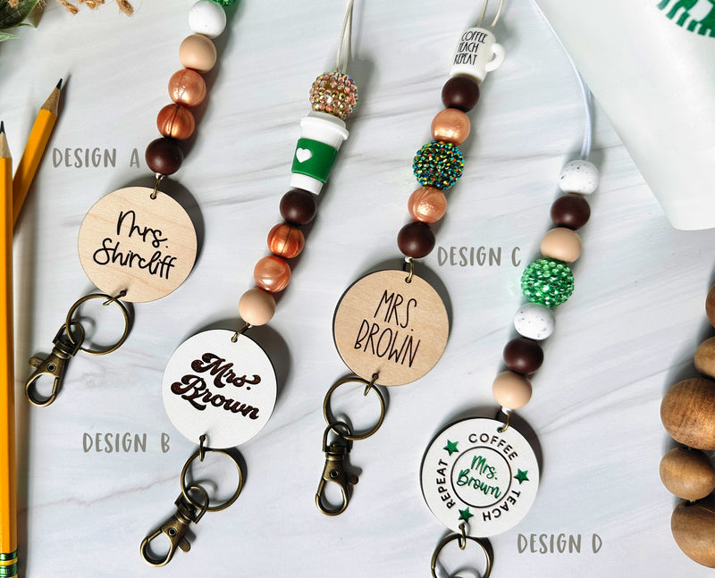 Personalized Teacher Lanyard, Beaded Lanyard, Coffee Teacher Lanyard, Coffee Lanyard, Fun Teacher Lanyard, Back to School Gifts for Teachers