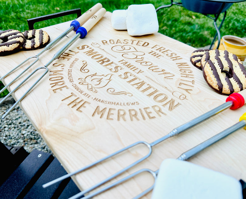 Personalized S'mores Board and Sticks, S'mores Charcuterie Board