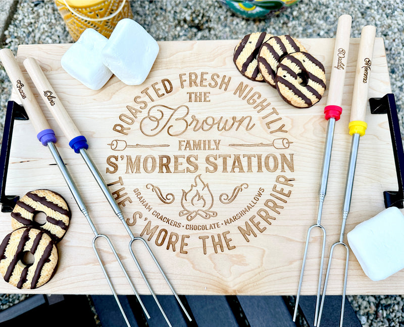 Personalized S'mores Board and Sticks, S'mores Charcuterie Board