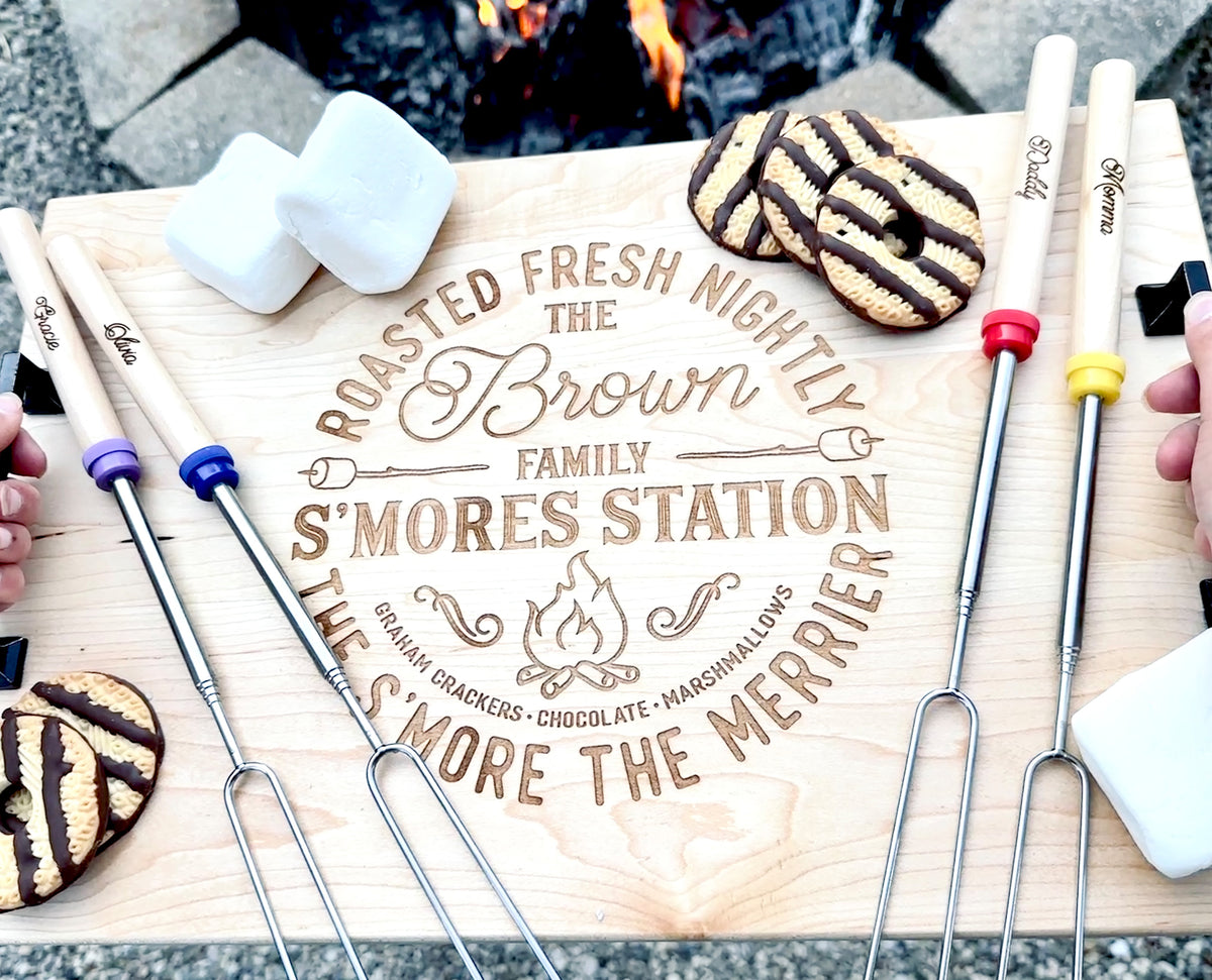 Personalized S'mores Board and Sticks, S'mores Charcuterie Board