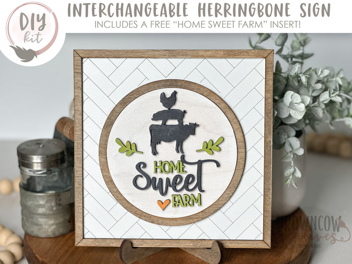 Farmhouse Herringbone Interchangeable Sign DIY Project