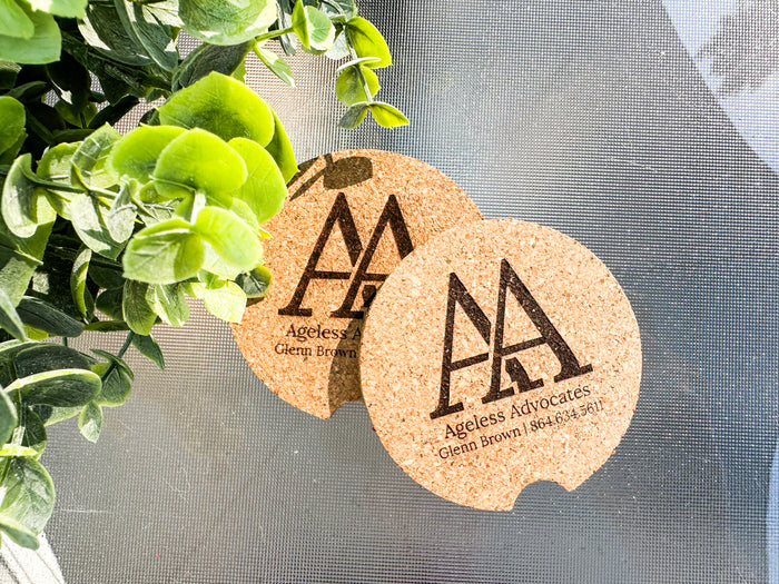 Branded Engraved Cork Car Coasters