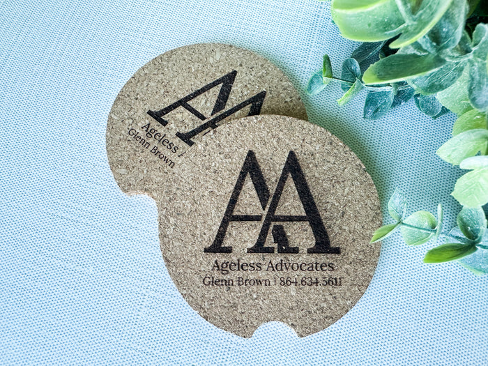 Branded Engraved Cork Car Coasters