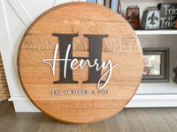 Custom Family Name AUTHENTIC Bourbon Barrel Lid Home Sign