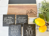 Personalized Engraved Slate + Acacia Wood Small Chopping Board