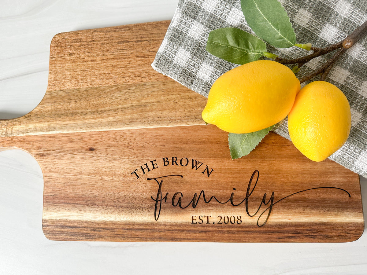 Large Acacia Wood Personalized Engraved Cutting Board