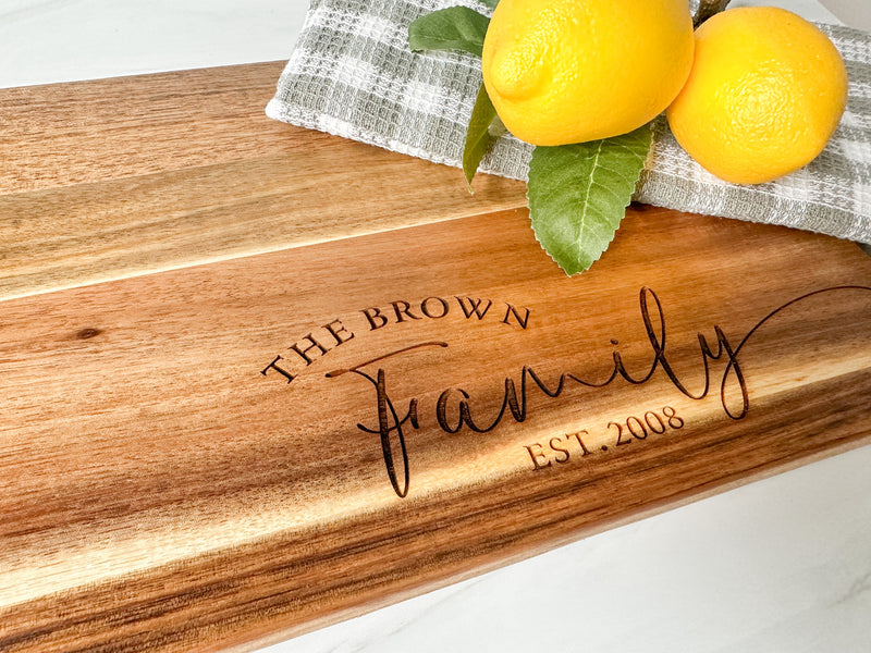 Large Acacia Wood Personalized Engraved Cutting Board