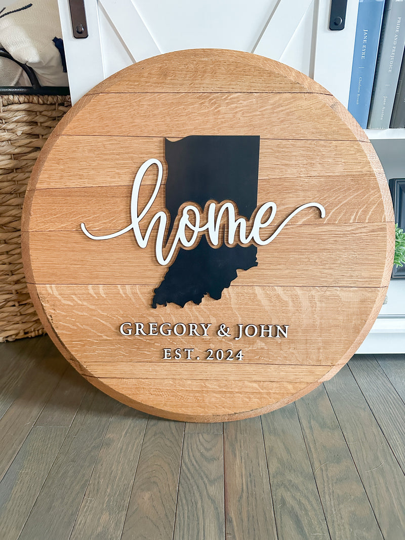 Custom Family Name AUTHENTIC Bourbon Barrel Lid Home Sign