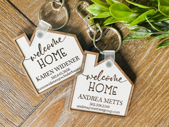 Personalized Engraved Realtor House-Shaped Keychain