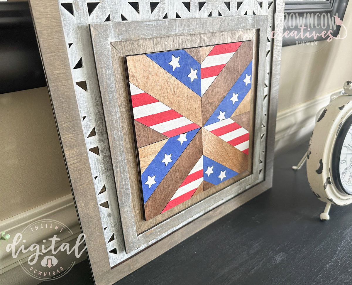 Patriotic Barn Quilt Interchangeable Insert Laser File