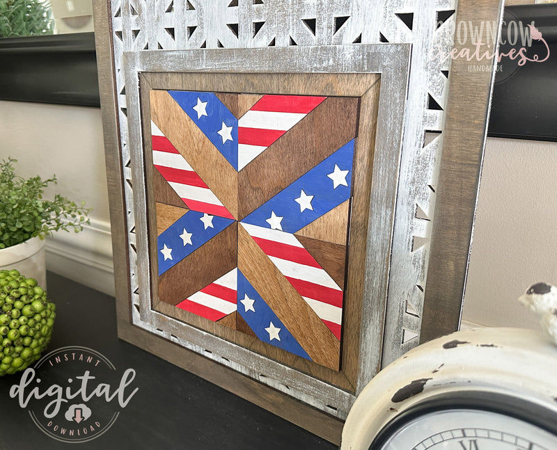 Patriotic Barn Quilt Interchangeable Insert Laser File