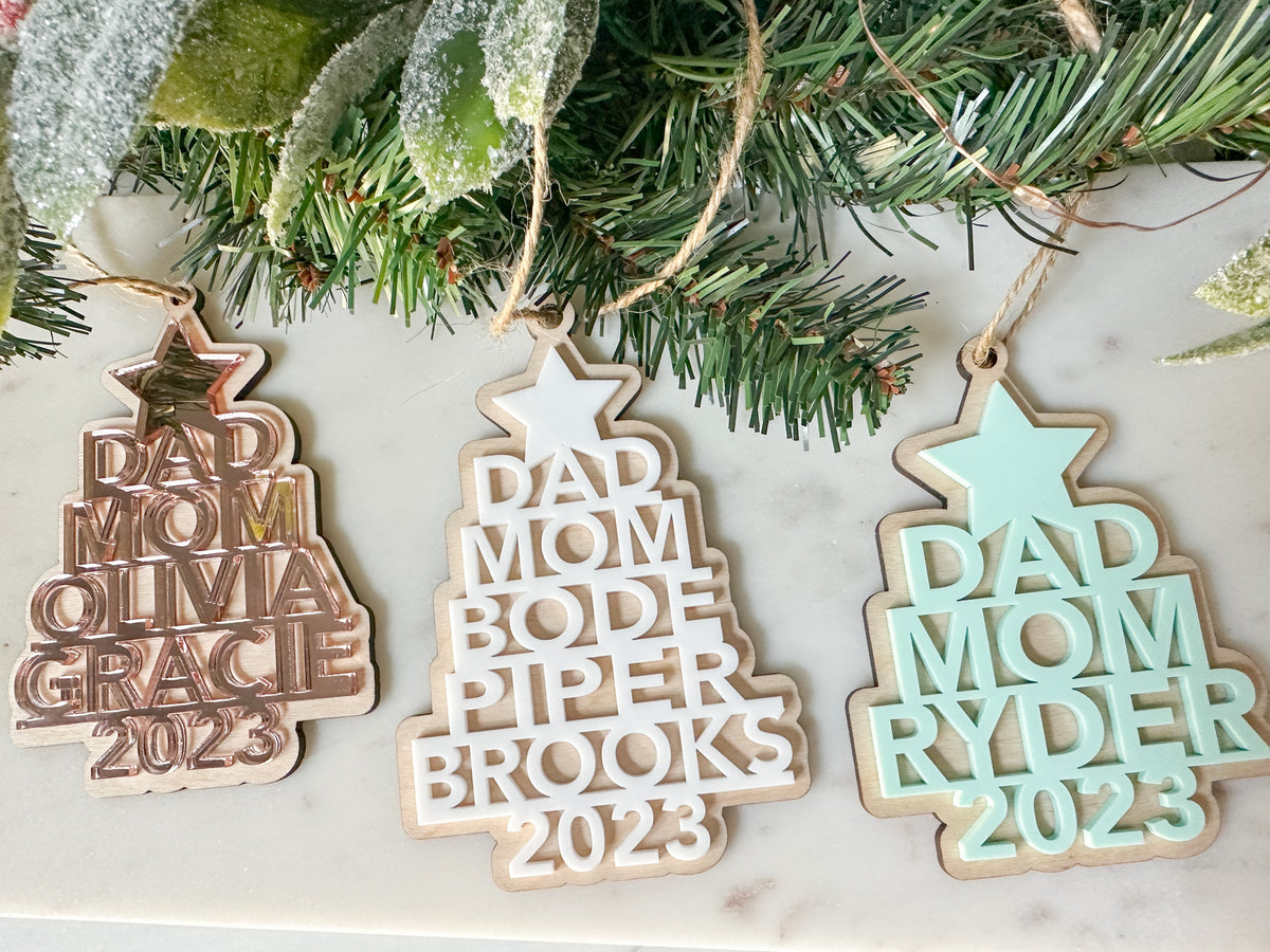 Family Christmas Tree 2023 - Personalized Wooden Photo Ornament