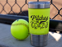 Baseball/Softball Leatherette 20oz. Engraved, Personalized Tumblers