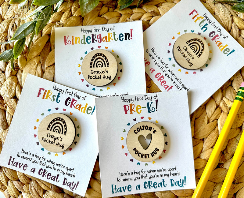 Pocket Hug Token, Back to School Pocket Token, First Day Jitters Pocket Hug, First Day of School Pocket Token, 1st Day of School Pocket Hug