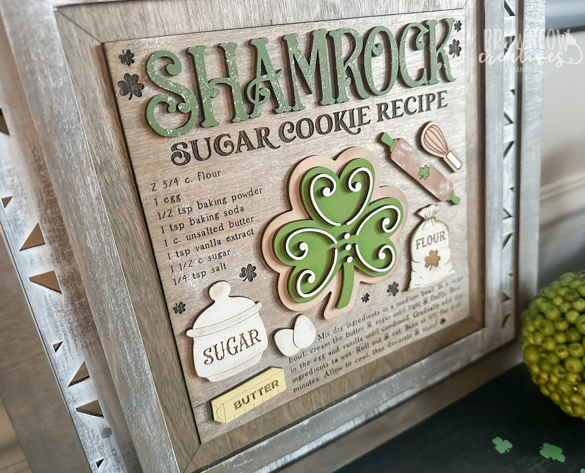 St. Patrick's Day Sugar Cookie Recipe Farmhouse Interchangeable Insert Laser File