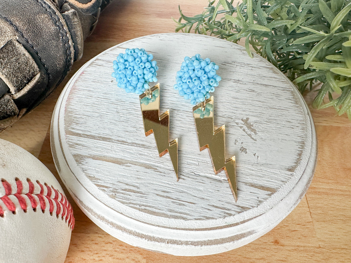 Lighting Bolt Gold Mirror Drop Earrings